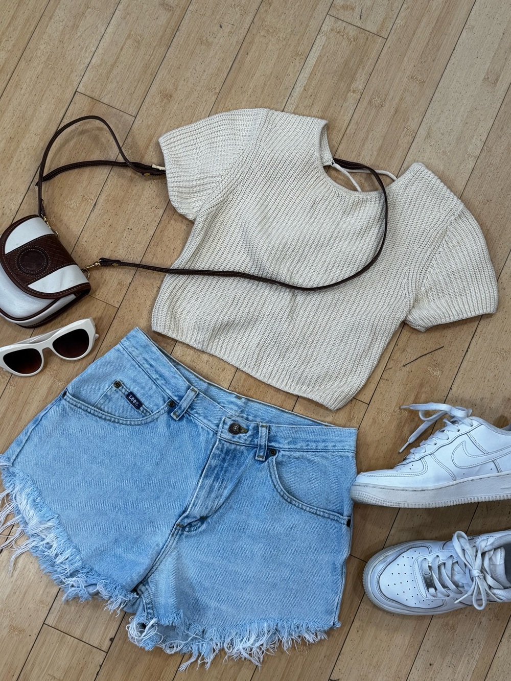 Zara Cream Rib Knit Short-Sleeve Crop Top - Women size S
